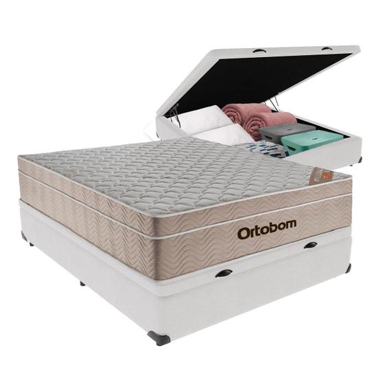 Cama Box Bau Viuvo + Colchão de Molas Ensacadas Airtech Spring (128x188x65) - Ortobom Menor preço em Cama Box Bau Viuvo + Colchão de Molas Ensacadas Airtech Spring (128x188x65) - Ortobom