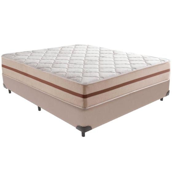 Imagem de Cama Box Bege e Colchão Classic 22 cm Molas ensacadas Casal Anjos