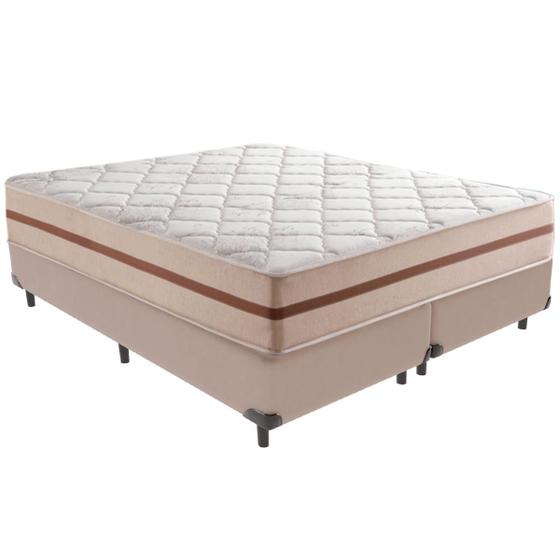 Imagem de Cama Box Bege e Colchão Classic 22 cm Molas ensacadas Queen Anjos