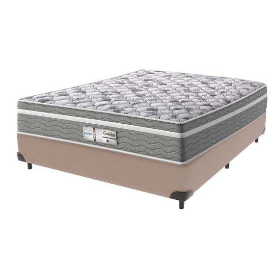 Imagem de Cama Box Bege e Colchão Evolution Molas Ensacadas Viúvo Probel