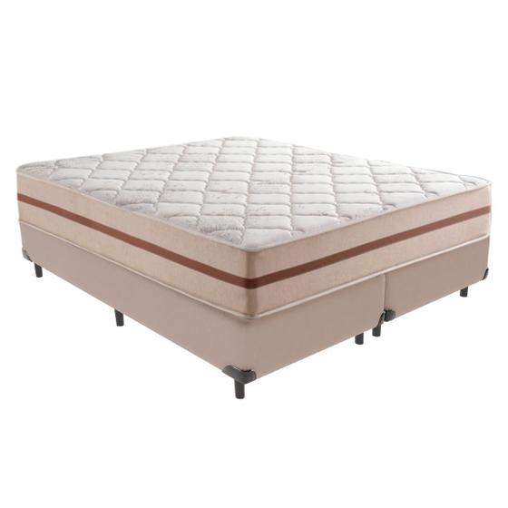 Imagem de Cama Box Bege e Colchão Queen Classic Anjos