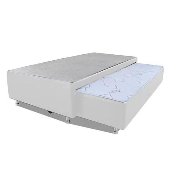 Cama Box Bicama Auxiliar Solteiro Sintético Espuma 8cm 40x78x188 Branco Menor preço em Cama Box Bicama Auxiliar Solteiro Sintético Espuma 8cm 40x78x188 Branco