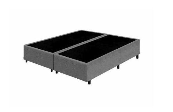 Imagem de Cama Box Blindada Queen Size Bi-Partida 158x198x36 Suede Cinza