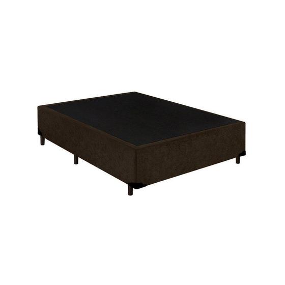 Imagem de Cama Box Blindado Casal Ayman Móveis Suede Marrom 40x138x188