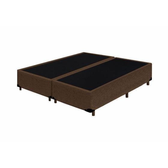 Imagem de Cama Box Blindado Casal Bipartido AColchoes Suede Marrom 40x138x188