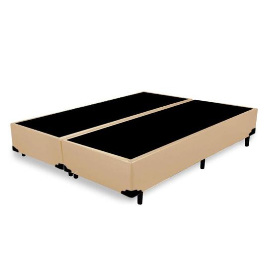 Imagem de Cama Box Blindado Casal Bipartido Extremo Reforçado King Design Sintético Bege 138x188x40