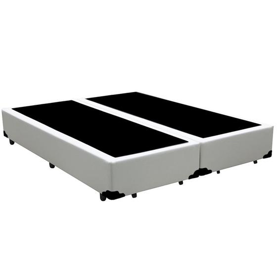 Imagem de Cama Box Blindado Casal Bipartido King Design Sintético Branco 138x188x40