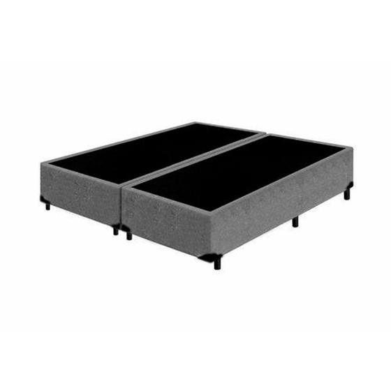 Imagem de Cama Box Blindado Casal Bipartido NK Camas Suede Cinza 40x138x188