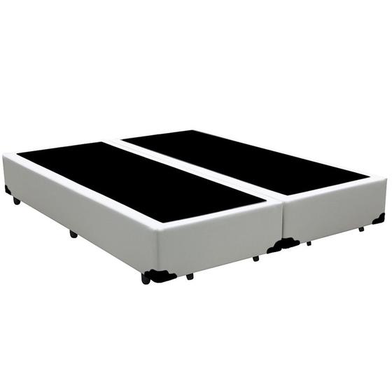 Imagem de Cama Box Blindado Queen Bipartido HomeQueen Sintético Branco 40x158x198