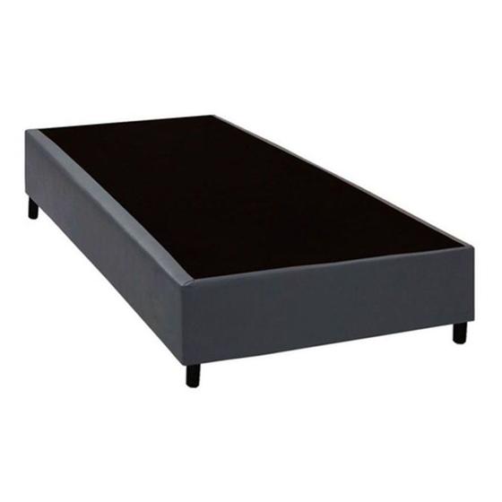 Imagem de Cama Box Blindado Solteiro Extremo Reforçado King Design Sintético Cinza 88x188x40