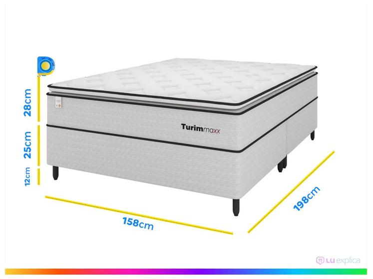 Cama Box Queen Plumatex Turim Maxx — vista lateral 65cm de altura total box + colchão