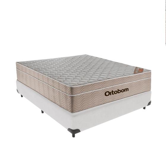 Imagem de Cama Box Branco e Colchão Airtech SpringPocket Casal Ortobom