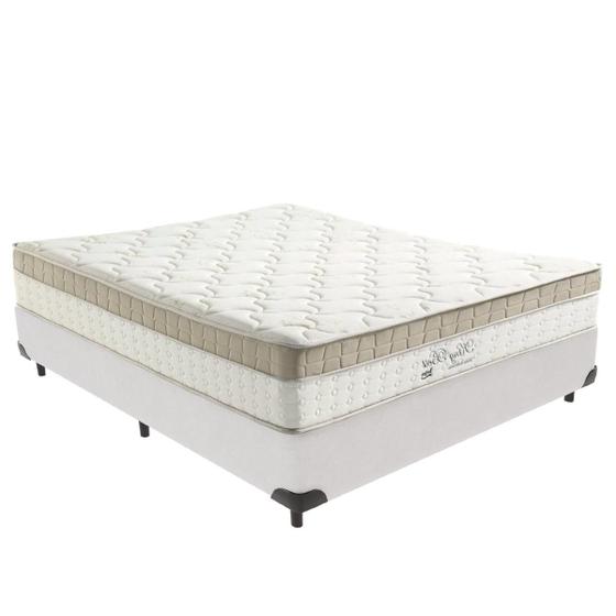 Imagem de Cama Box Branco e Colchão Casal King Best Anjos