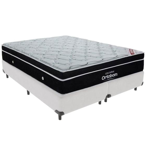 Imagem de Cama Box Branco e Colchão Elegant Molas Ensacadas Queen Ortobom