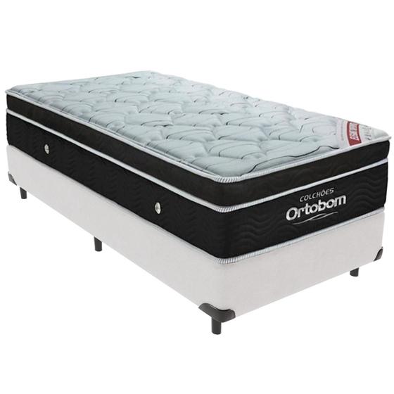 Imagem de Cama Box Branco e Colchão Elegant Molas Ensacadas Solteiro Ortobom