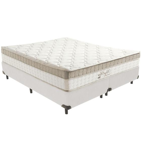 Imagem de Cama Box Branco e Colchão King Best Molas Ensacadas Queen 158x198X33 Anjos