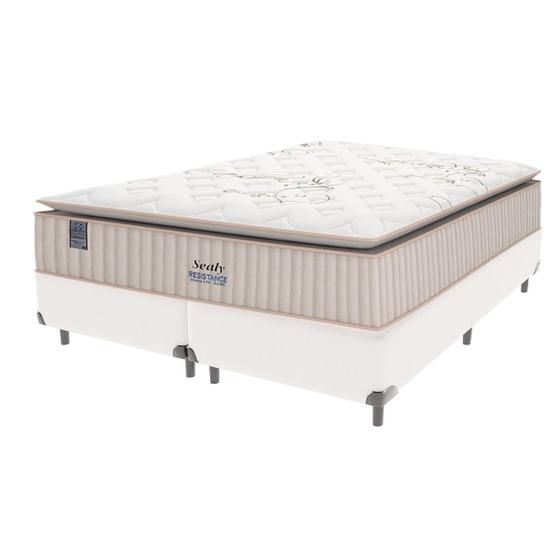 Imagem de Cama Box Branco e Colchão King Resistance Molas LFK Sealy