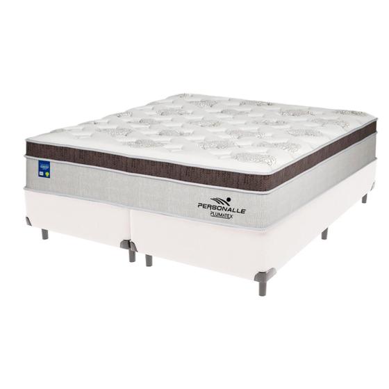 Imagem de Cama Box Branco e Colchão Queen Personalle Molas Ensacadas Plumatex