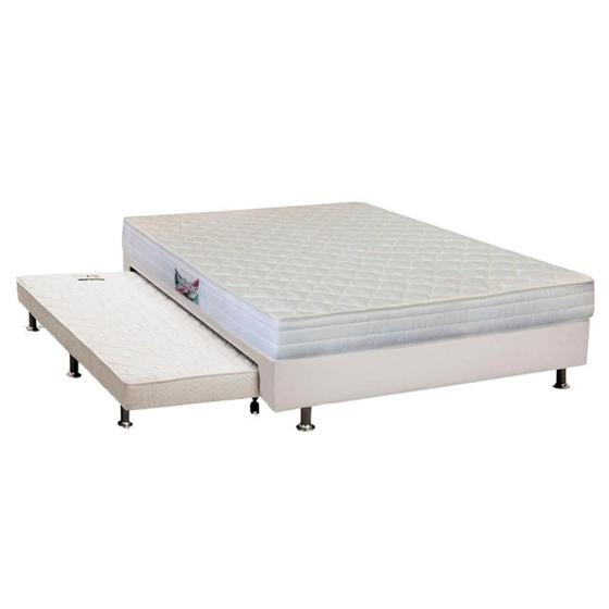 Imagem de Cama Box c/Auxiliar Casal: Colchão Anatômico Herval AG65 Frontier + Base CRC Courano Branco(138x188)