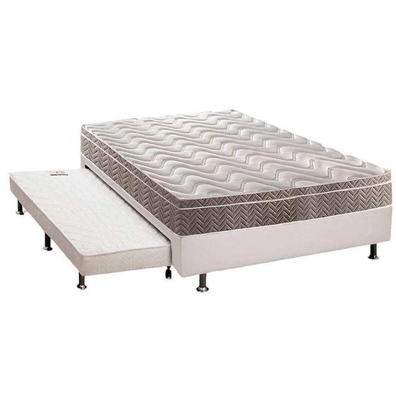 Cama Box c/Auxiliar Casal: Colchão Espuma Paropas D33 Confort Ultra Firme + Base CRC Courano White(138x188) Imagem de Cama Box c/Auxiliar Casal: Colchão Espuma Paropas D33 Confort Ultra Firme + Base CRC Courano White(138x188)
