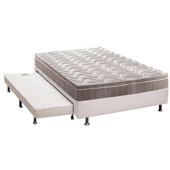 Imagem de Cama Box c/Auxiliar Casal: Colchão Espuma Paropas D33 Confort Ultra Firme + Base CRC Courano White(138x188)