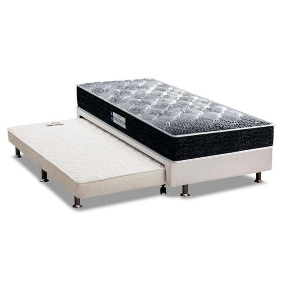 Imagem de Cama Box c/Auxiliar Solteiro: Colchão Ortopédico Probel D33/EP Advanced Tech1500 + Base CRC Courano Branco(88x188)