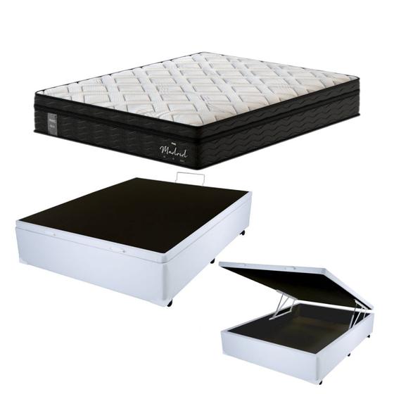 Imagem de Cama Box C/ Baú Casal + Colchão Mola Ensacada Probel Madrid Pillow