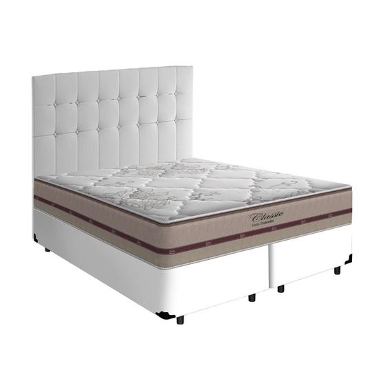 Imagem de Cama Box + Cabeceira Cassis e Colchão Queen - Anjos - Classic Mola Ensacada - 158x198x57cm Branco