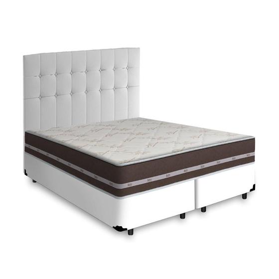 Imagem de Cama Box + Cabeceira Cassis e Colchão Queen - Anjos - Classic Superlastic - 158x198x57cm Branco