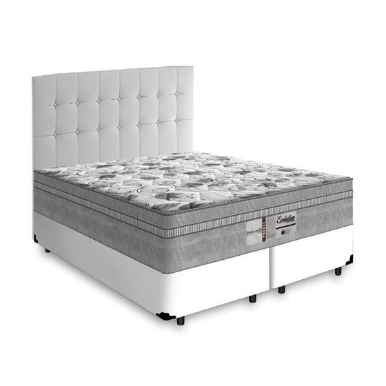 Imagem de Cama Box + Cabeceira Cassis e Colchão Queen - Probel - Evolution - 158x198x67cm Branco