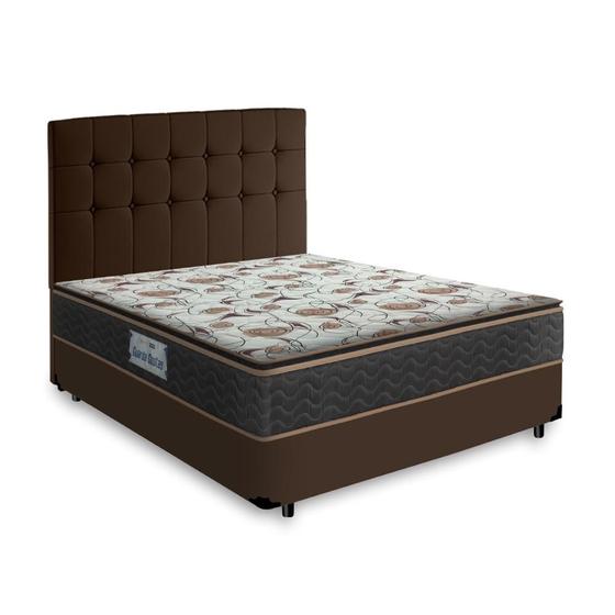 Imagem de Cama Box + Cabeceira Cassis Marrom e Colchão D45 Casal - Probel - Guarda-Costas Proforce Plus 138cm