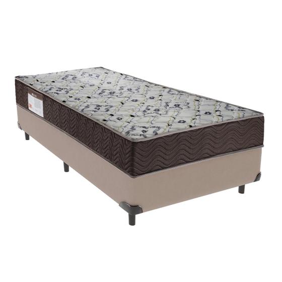 Cama Box Camurça Solteiro Bege e Colchão Misto ISO 150 Espuma Ortobom Menor preço em Cama Box Camurça Solteiro Bege e Colchão Misto ISO 150 Espuma Ortobom