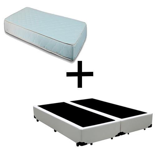 Imagem de Cama Box Casal 138 Bipartido - Tecido Sintético Branco com Colchão Munique Bello Box - 100% Espuma - D33 Branco 54x138x188