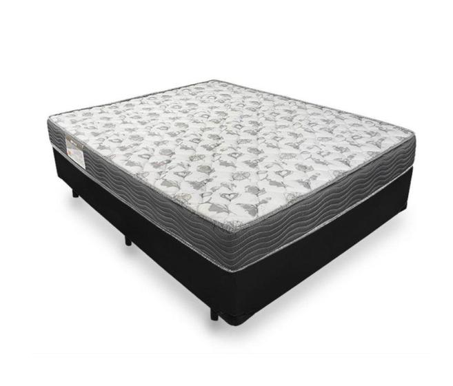 Imagem de Cama Box Casal 138 Tecido Sintético Preto com Colchão De Espuma - D33 Ortobom ISO 100 58x138x188
