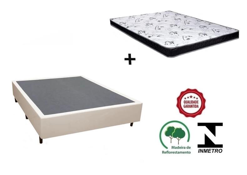 Imagem de Cama Box Casal Bege + Colchão Espuma D20 138x188x12