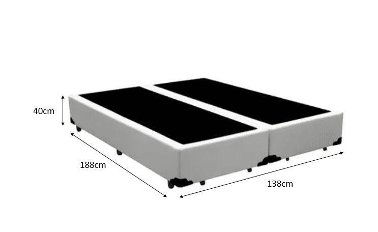 Imagem de Cama Box Casal Bipartido - Tecido Sintético Branco com Colchão Extra Firme D28 - Suporta 80Kg