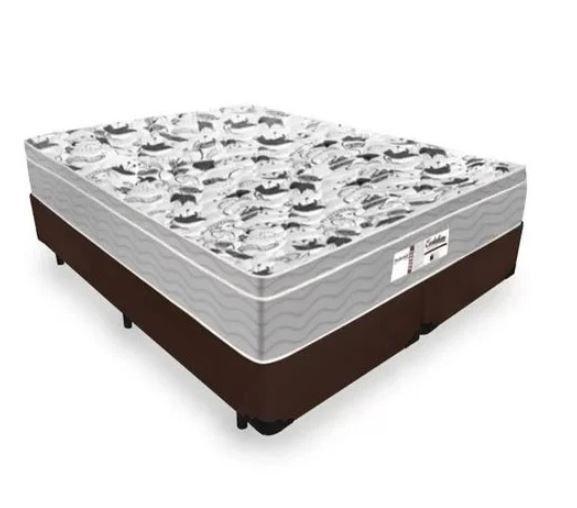 Imagem de Cama Box Casal Bipartido Tecido Sintético Marrom com Colchão De Molas Ensacadas - Probel Evolution