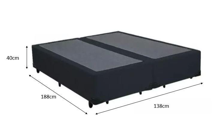 Imagem de Cama Box Casal Bipartido - Tecido Sintético Preto com Colchão Extra Firme D28 - Suporta 80Kg