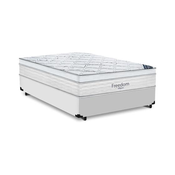 Imagem de Cama Box Casal Blindada + Colchão De Molas Ensacadas - Ortobom - Freedom - 138x188x67cm Branco
