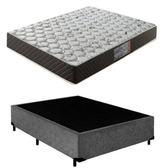 Imagem de Cama Box Casal Cinza + Colchão Espuma D20 138x188x10