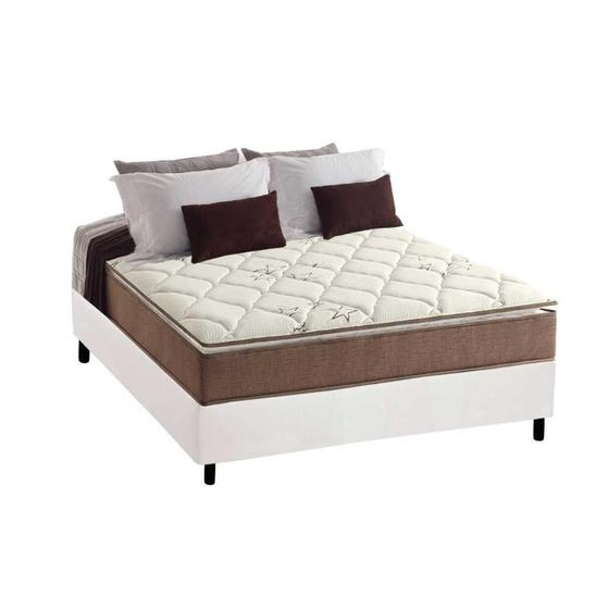 Imagem de Cama Box Casal: Colchão Anatômico Anjos D28/ AG65 Star + Base CRC Courano White(138x188)