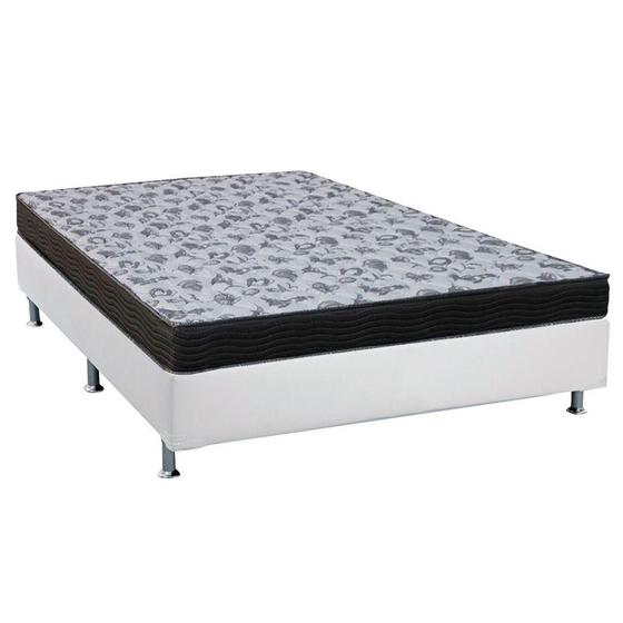 Imagem de Cama Box Casal: Colchão Anatômico Ortobom D33/EP  Fort Tech ISO 100 + Base CRC Suede White(138x188)