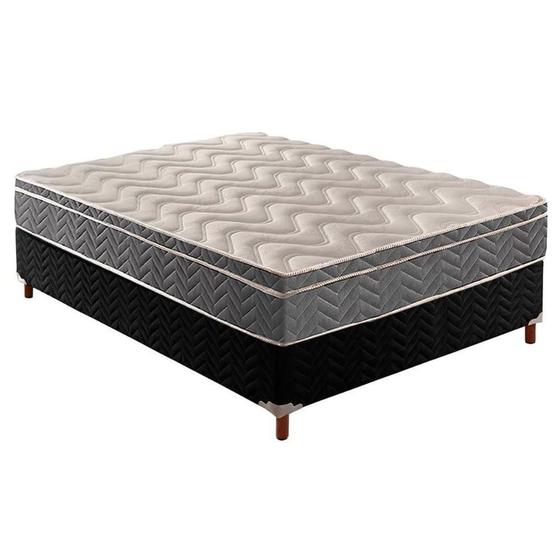 Imagem de Cama Box Casal: Colchão Anatômico Paropas D45/EP Confort Mega Firme + Base CRC Suede Black(138x188)