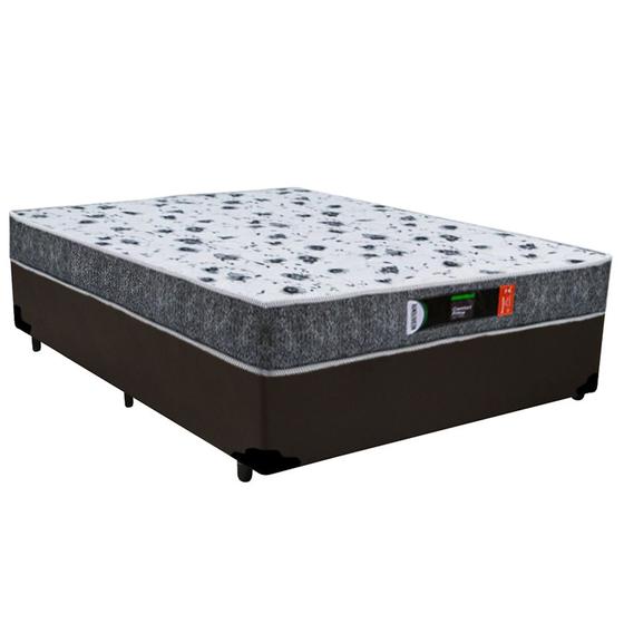 Imagem de Cama Box Casal + Colchão Casal Ortopédico Resistente Pró D28 Prime Colchões 48x138x188 Marrom