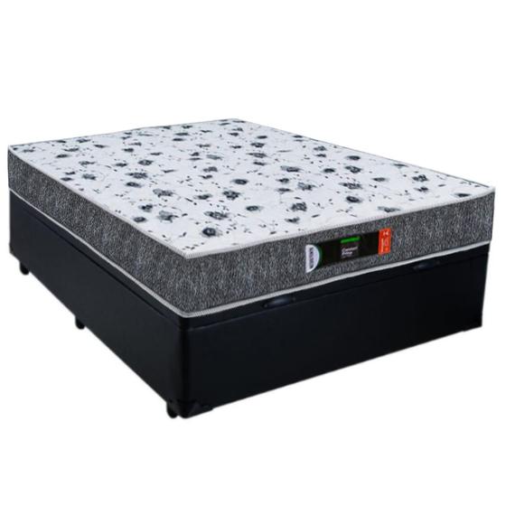 Imagem de Cama Box Casal + Colchão Casal Ortopédico Resistente Pró D28 Prime Colchões 48x138x188 Preto