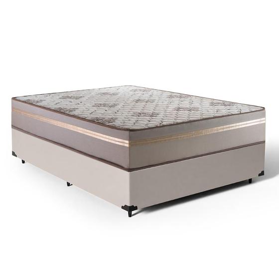 Imagem de Cama Box Casal + Colchão D33 Millenium One Face Bege 138x188x58cm - Suporta até 120Kg Por Pessoa