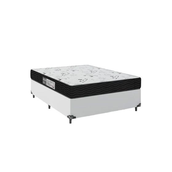 Imagem de Cama Box Casal + Colchão D33 One Face - 56x138x188cm - Couro Branco