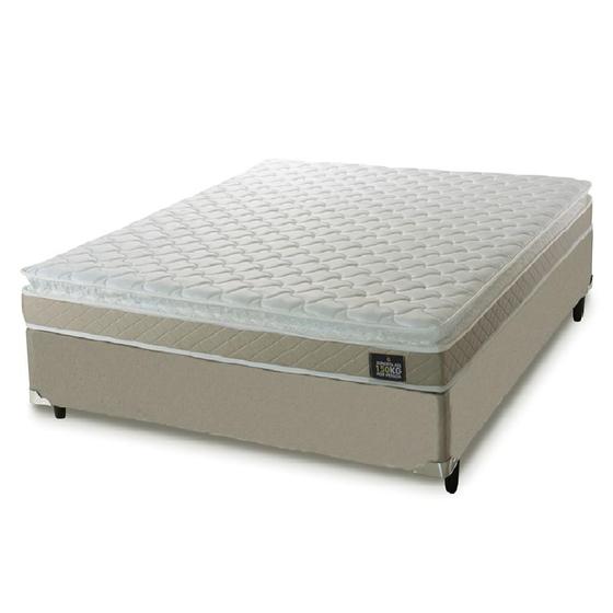 Imagem de Cama Box Casal Colchão D45 com Pillow Top Hellen 138x188x62cm Bege - Suporta até 150kg por Pessoa