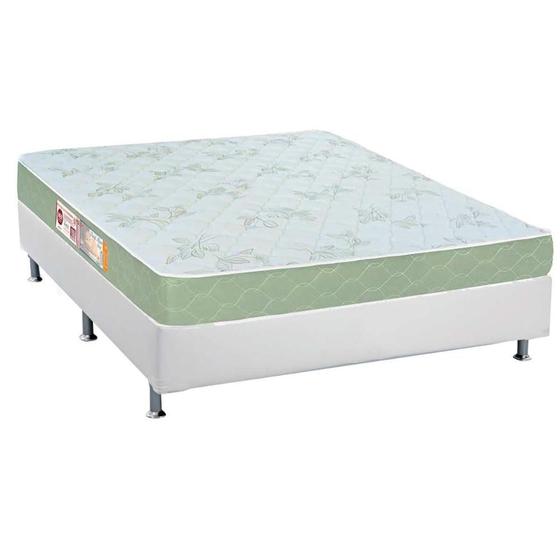 Imagem de Cama Box Casal: Colchão Espuma Castor D33 Sleep Max + Base CRC Courano White(138x188)