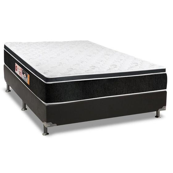 Imagem de Cama Box Casal: Colchão Espuma D33 Castor  Black e White + Base CRC Suede Black(138x188)